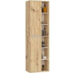 Colonne salle de bains vami suspendu ch�ne artisan et cachmire 50 cm 2 portes 10 �tag�res 50x30x170 cm ...