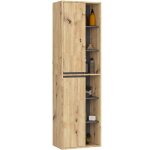 Colonne salle de bains vami suspendu ch�ne artisan et gris graphite 50 cm 2 portes 10 �tag�res 50x30x170 ...