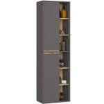 Colonne salle de bains vami suspendu gris graphite et ch�ne artisan 50 cm 2 portes 10 �tag�res 50x30x170 ...