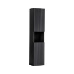Colonne de salle de bain vano ? 2 portes + 1 niche ? noir mat ? l30 � p25 � h140 cm ? � suspendre