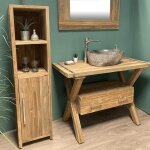 Meuble sdb empro - colonne sur pied 140 cm en teck recycl
