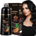 Colorant noir 500ml shampooing teinture cheveux blancs black hair dye shampoo 3 in 1 cheveux color�s ...