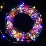 Color led guirlande lumineuse de 10mtres / 33 ft 100 diodes  lintrieur du fil de cuivre micro usb ...