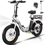 Colorway v�lo �lectrique pliable 20 * 3. 0 gros pneus batterie 36v 12ah e - bike pliant blanc + hitway ...