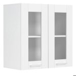 Colura meuble haut de cuisine 80 cm 2 portes en verre blanc.
