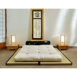 Combinaison 2 tatamis acuone - futon en coton 1 couche latex - 140x200 - blanc