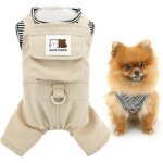Combinaison pour chien de petite taille avec anneau en d et poche ray�e ? chemise confortable pour chihuahua ...