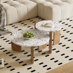 Combinaison table basse moderne table basse simple pour salon balcon set de deux blanc + couleur bois ... Combinaison table basse moderne table basse simple pour salon balcon set de deux blanc + couleur bois ...