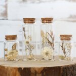 Comforder 4pcs fleurs sches en bouteille verre avec bouchon lige dco naturelle (naturel)