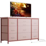 Commode - rose - 10 tiroirs - tissu - style moderne - 120x40x70cm