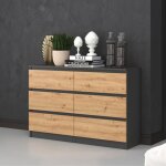 Commode 120 cm - 6 tiroirs - meuble de rangement chambre - dimensions 120x30x75 cm - design moderne et ...