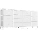 Commode 14 tiroirs tour de rangement en tissu cadre acier plateau bois poignée facile pour chambre 160x35x75cm ... Commode 14 tiroirs tour de rangement en tissu cadre acier plateau bois poignée facile pour chambre 160x35x75cm ...