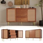 Commode 150x90x40 cm a 2 portes et 3 tiroirs buffet a tagre rglable pour salon ou chambre a coucher ...