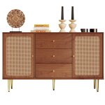Commode avec 2 portes et 3 tiroirs commodes  portes en rotin avec tiroir tagre rglable pour salon ...