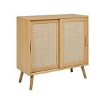 Commode � 2 portes en rotin clair hodgen
