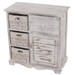 Commode 3 paniers 1 tiroir 60x30x63cm shabby vintage blanc