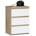 Commode � 3 tiroirs - dimensions 40x35x57cm - petite commode de chambre - meuble dappoint - sonoma et ...