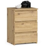 Commode � 3 tiroirs - dimensions 40x35x57cm - petite commode de chambre - meuble dappoint aspect bois ...