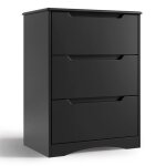 Commode 3 tiroirs - bealife - commode de chambre - noire - 62 x 41 x 82 cm