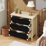 Commode 3 tiroirs boh�me avec cordes noires meuble chambre et chevet rangement bois naturel noir 80x40x80 ...