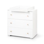 Commode � 3 tiroirs en bois avec plan de change - blanc - l 80 x l 81 x p 48 cm - collection karolina ...