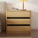 Commode avec 3 tiroirs pour chambre meuble de rangement avec aspect du bois pour salon 65 x 40 x 60cm ...