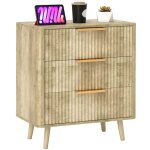 Commode 3 tiroirs - homcom - poignées et pieds de pin - bois effet cannelé - pour chambre à coucher salon ... Commode 3 tiroirs - homcom - poignées et pieds de pin - bois effet cannelé - pour chambre à coucher salon ...
