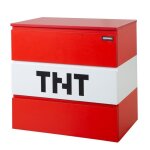 Commode 3 tiroirs avec led - roba - minecraft cube tnt - rouge - meuble gaming - enfant