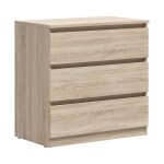 Commode � 3 tiroirs meuble de rangement coloris ch�ne sonoma - longueur 75 x profondeur 45 x hauteur ...