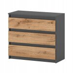 Commode 3 tiroirs - mirabilesse - meuble tv - commode de chambre - meuble de rangemen - gris / wotan ...