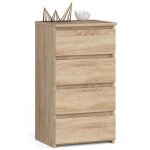 Commode � 4 tiroirs - dimensions 40x35x74cm - petite commode de chambre - meuble dappoint aspect bois ...