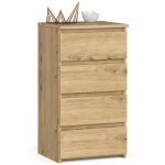 Commode � 4 tiroirs - dimensions 40x35x74cm - petite commode de chambre - meuble dappoint - ch�ne