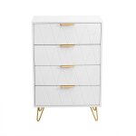 Commode 4 tiroirs - adwolt - design moderne - mdf / m�tal - blanc - rangement optimal
