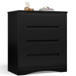 Commode 4 tiroirs - bealife - commode de chambre - noire - 71 x 41 x 82 cm