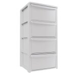 Commode 4 tiroirs blanc - meuble de rangement chambre bureau buanderie 39 x 38. 5 x h 80. 5 cm art plast ...
