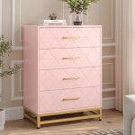 Commode � 4 tiroirs pour chambre commodes modernes larges et poign�es m�talliques commodes en bois 61x40x93 ...