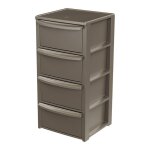 Commode basse 4 tiroirs 39 x 38. 5 x h 80. 5 cm marron - meuble de rangement chambre bureau buanderie ...