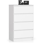 Commode 4 tiroirs h 99 cm l 60 cm salon chambre entr�e blanc rangement ample