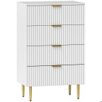 Commode 4 tiroirs - homcom - moderne - poignées et pieds dorés - pour chambre à coucher et salon - dim. ... Commode 4 tiroirs - homcom - moderne - poignées et pieds dorés - pour chambre à coucher et salon - dim. ...