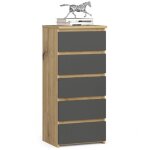 Commode � 5 tiroirs - dimensions 40x35x92cm - petite commode de chambre - meuble dappoint - ch�ne et ...