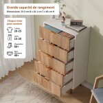 Commode avec 5 tiroirs - andeonline - bois massif - 60 x 34 x 1098 cm - caisson de bureau - blanc et ...