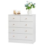 Commode 5 tiroirs - buffet scandinave - blanc - 66 x 33 x 73 cm