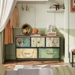 Commode - 5 tiroirs - design r�tro - blanc et noir - multifonctionnel pour salon / chambre