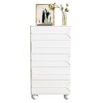 Commode 5 tiroirs design élégant en relief ? pieds en métal blanc rangement spacieux coins arrondis Commode 5 tiroirs design élégant en relief ? pieds en métal blanc rangement spacieux coins arrondis