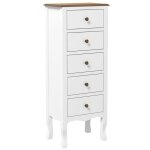 Commode 5 tiroirs - homcom - compact - avec poign�e bouton - effet laiton - pour chambre entr�e salon ...