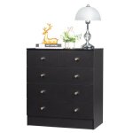 Commode 5 tiroirs avec poign�e - alightup - meuble de chambre 66 x 33 x 73cm noir