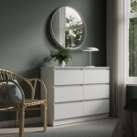 Commode 6 tiroirs - 100x35x78 cm - commode de chambre style scandinave - meuble de rangement - blanc