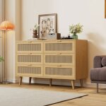 Commode 6 tiroirs - 120x76. 5x40 cm - design r�tro - pieds bois massif - ch�ne - pour saloncuisinesalle ...