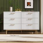 Commode - blanc - 6 tiroirs - h75 / b120 / t40 cm - style moderne et luxueux