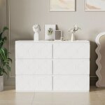 Commode 6 tiroirs blanc laqu - design vague moderne - coins arrondis scurit idale entre / salle ...